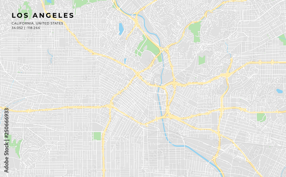 Printable street map of Los Angeles, California