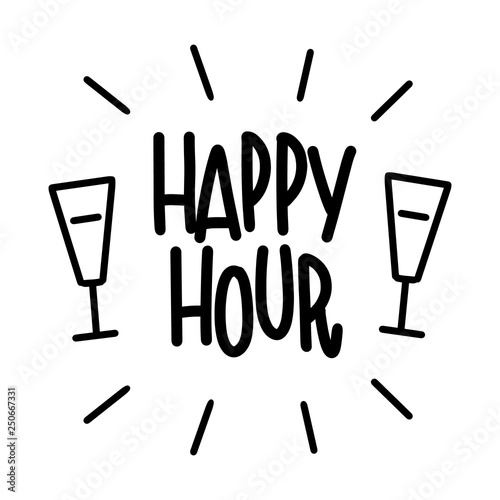 Happy hour description. Bar Poster. Lettering for happy hours cafe.
