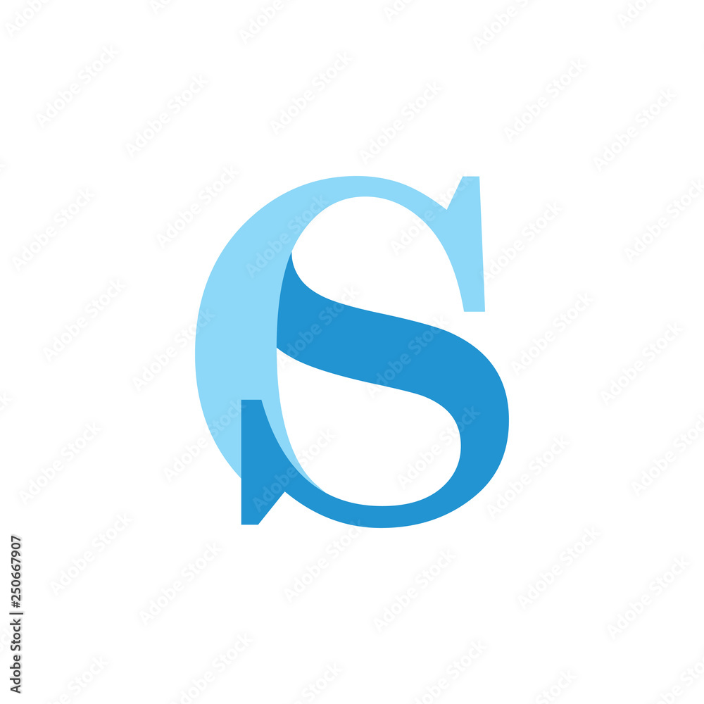 letters cs simple linked logo vector