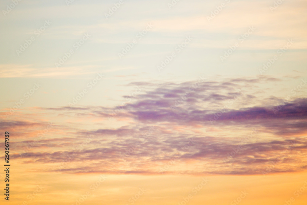 Colorful sunset sky. Copy space. Place for text and design