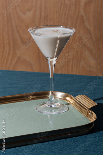 Alexander, an after dinner cocktail with gin or cognac, white creme de cacao, fresh cream and grated nutmeg
