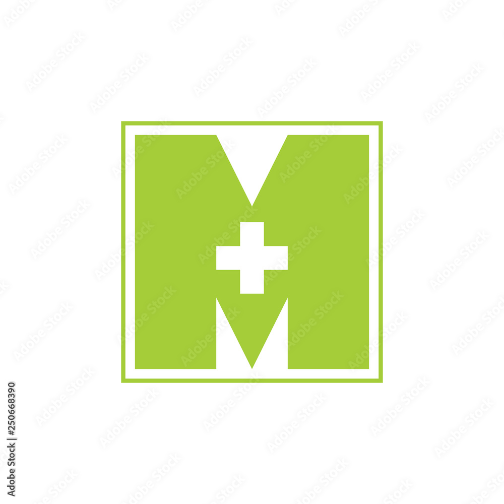 Fototapeta premium letter m medical simple geometric square logo