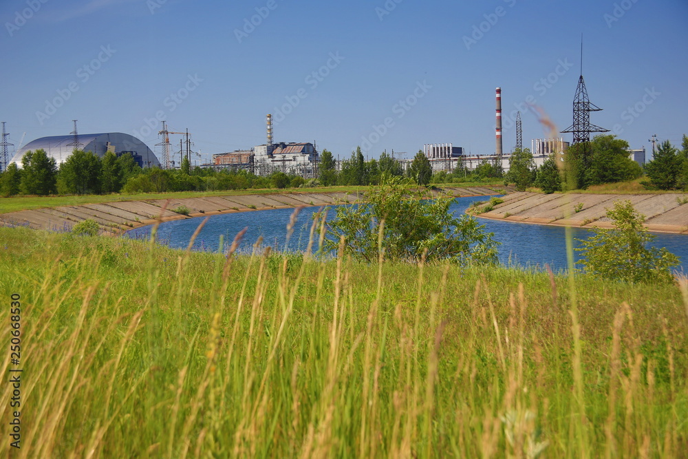 Tschernobyl nuclear power plant with new sarkophag