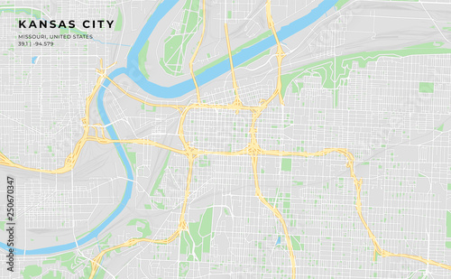 Printable street map of Kansas City, Missouri