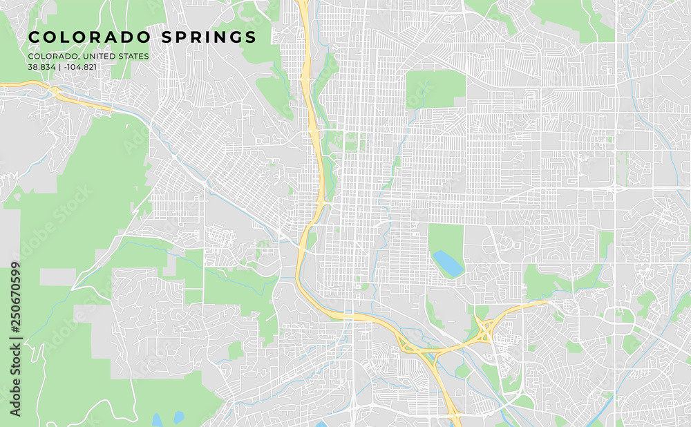 Printable street map of Colorado Springs, Colorado