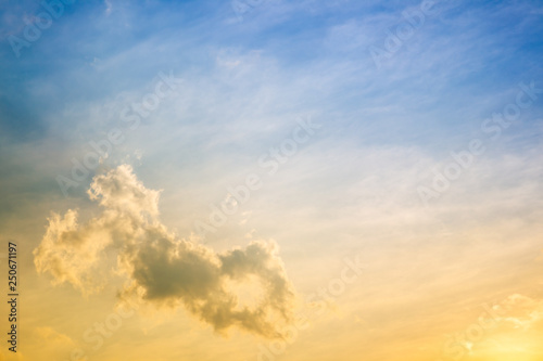 Beautiful cloudy sky during the sunset background.