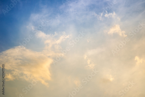 Beautiful blue sky and cloud during the sunset background.