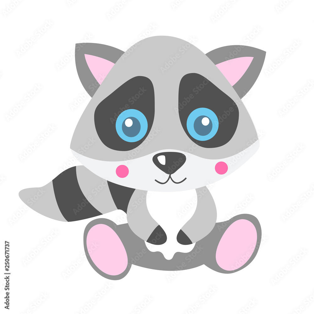 Cute raccoon  vector isolated illustration.