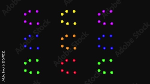 Rainbow Color Balls Loop Moving, 3D Rendering Animation on Black Background 4K