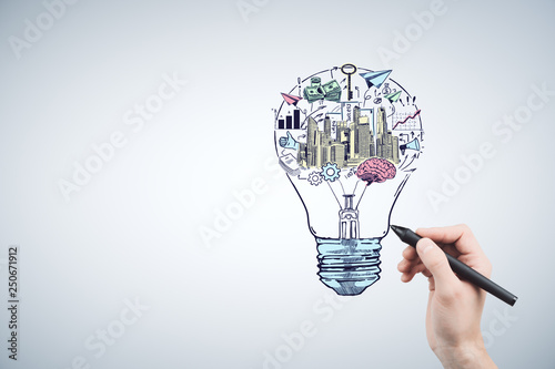 Hand drawing business idea concept. photo