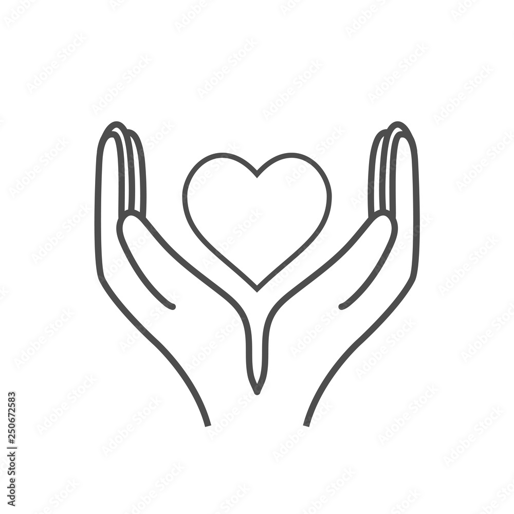 Heart in hand, charity icon. Vector illustration, flat design. Heart in hand, charity icon. Vector illustration, flat design.