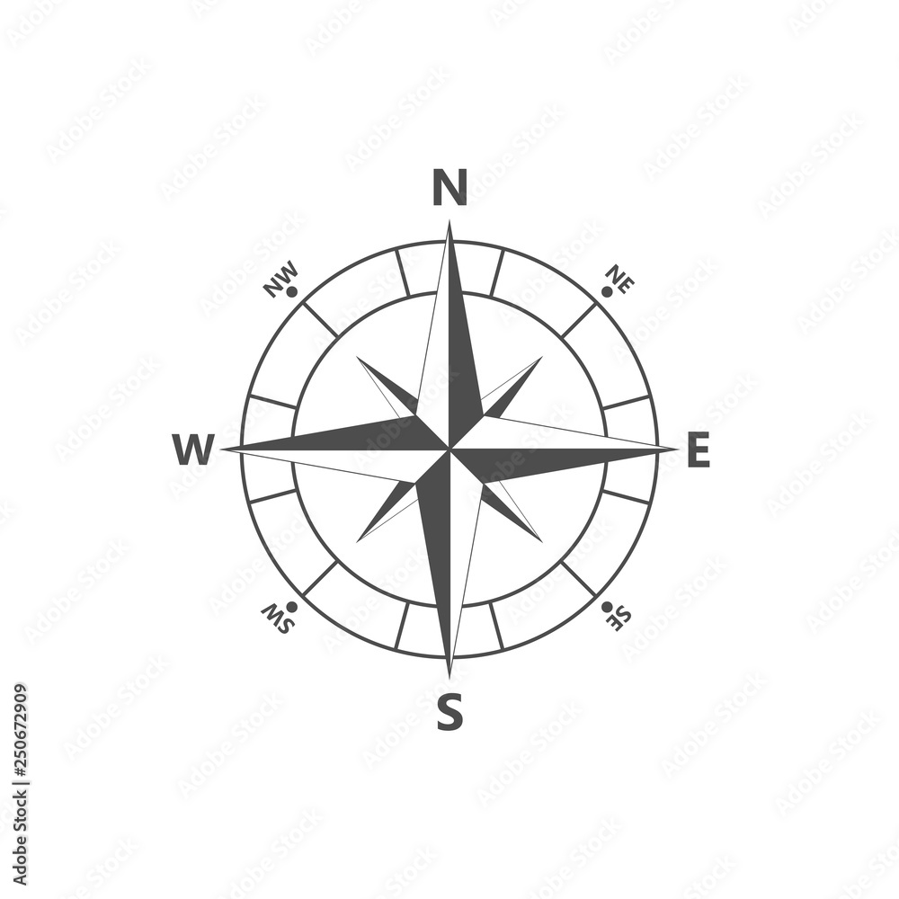 Compass rose, navigition icon. Vector illustration, flat design. Compass rose, navigition icon. Vector illustration, flat design.