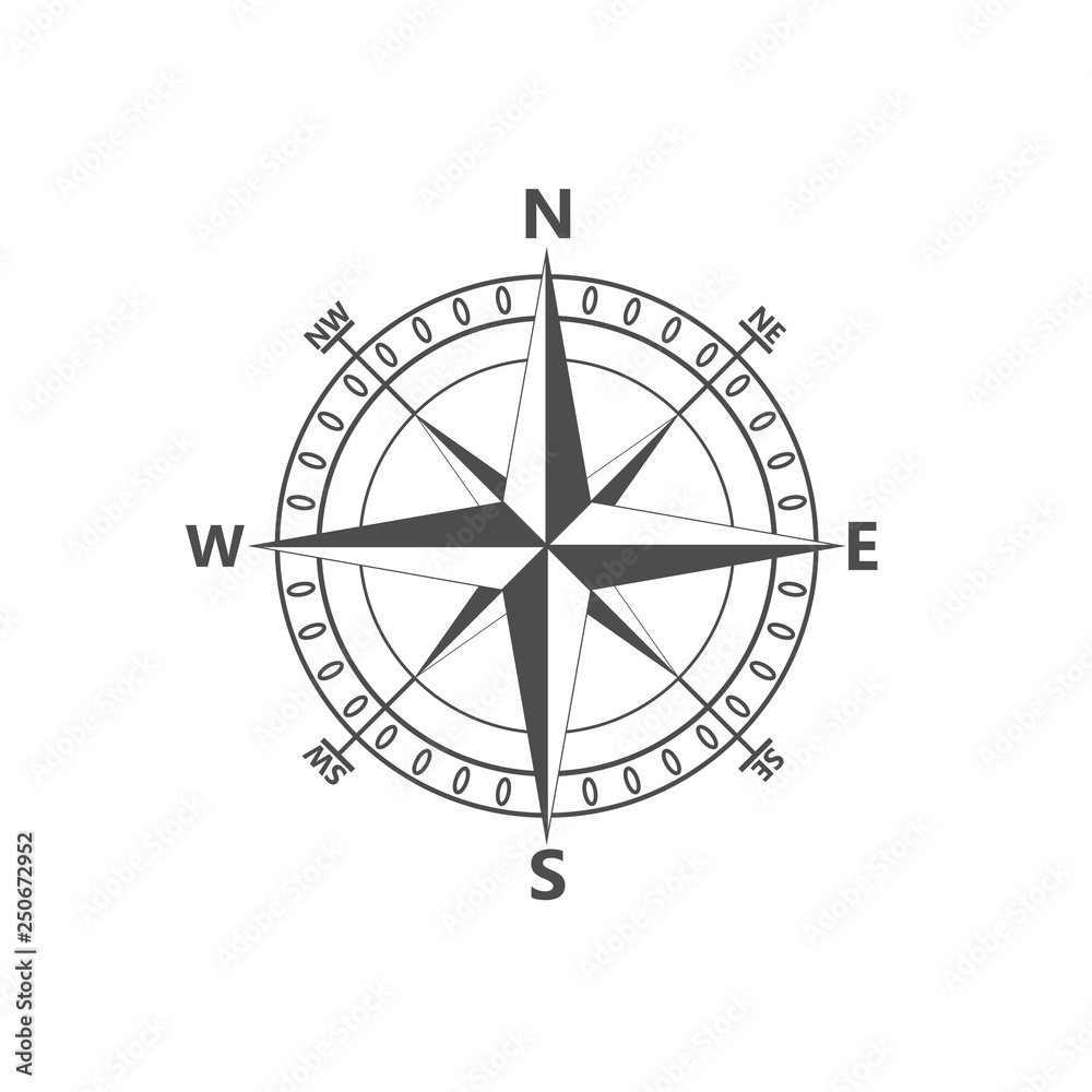 Compass rose, navigition icon. Vector illustration, flat design. Compass rose, navigition icon. Vector illustration, flat design.