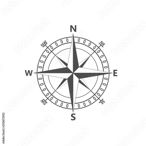 Compass rose, navigition icon. Vector illustration, flat design.