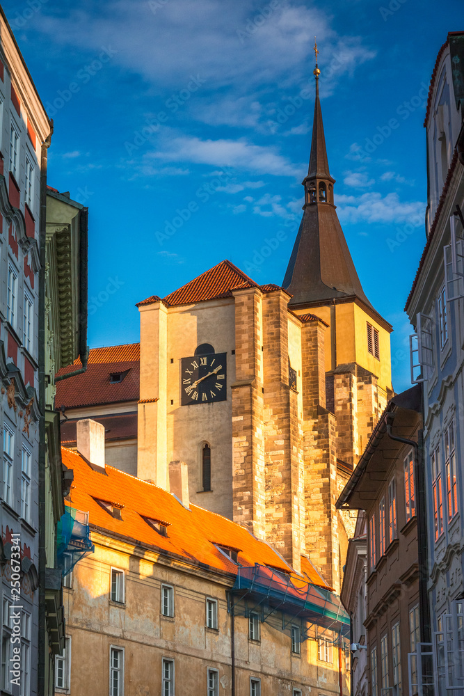 Obraz premium Historic buildings in the Old Town of Prague at sunset, Czech Republic, Europe.