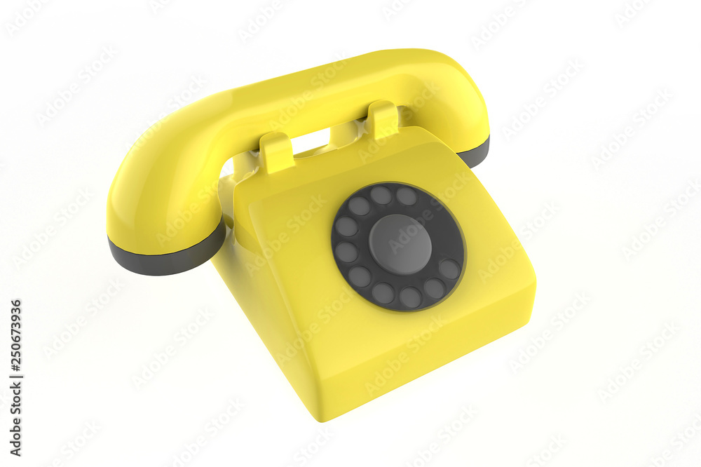 landline yellow phone on a white background. 3d illustration landline yellow phone on a white background. 3d illustration