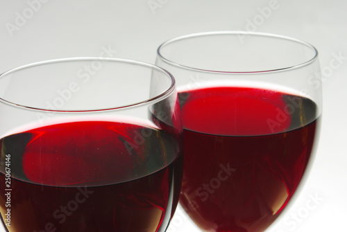 Two glasses of red wine. Close-up