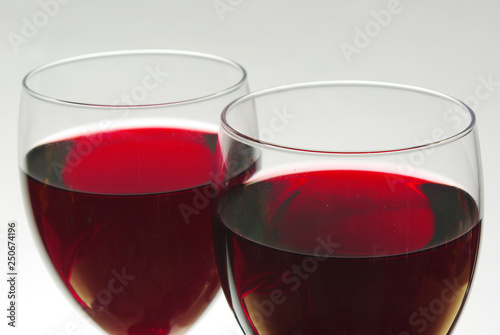 Two glasses of red wine. Close-up