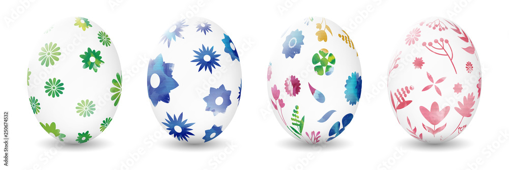 3d Easter eggs with hand painted decoration vector. Set of Easter Eggs. 3d Easter eggs with hand painted decoration vector. Set of Easter Eggs.