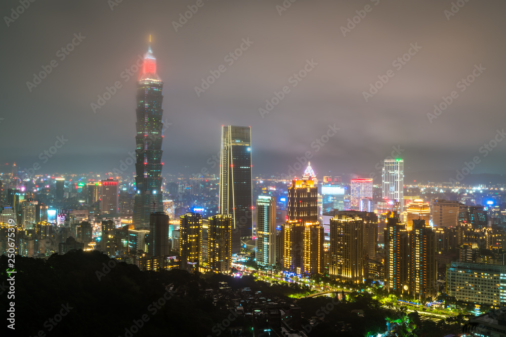 Taipei skyline at night. Taiwan, the Republic of China