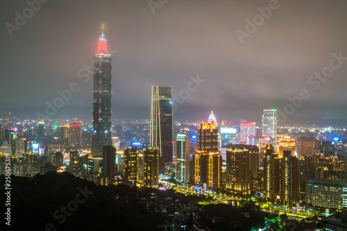 Taipei skyline at night. Taiwan  the Republic of China