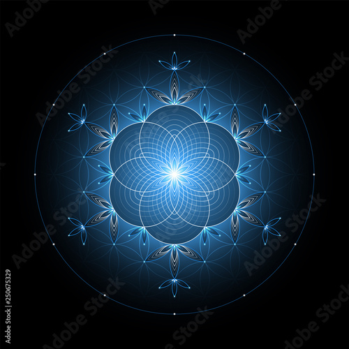 Fantastic sacred geometry; Shiny ancient symbol 