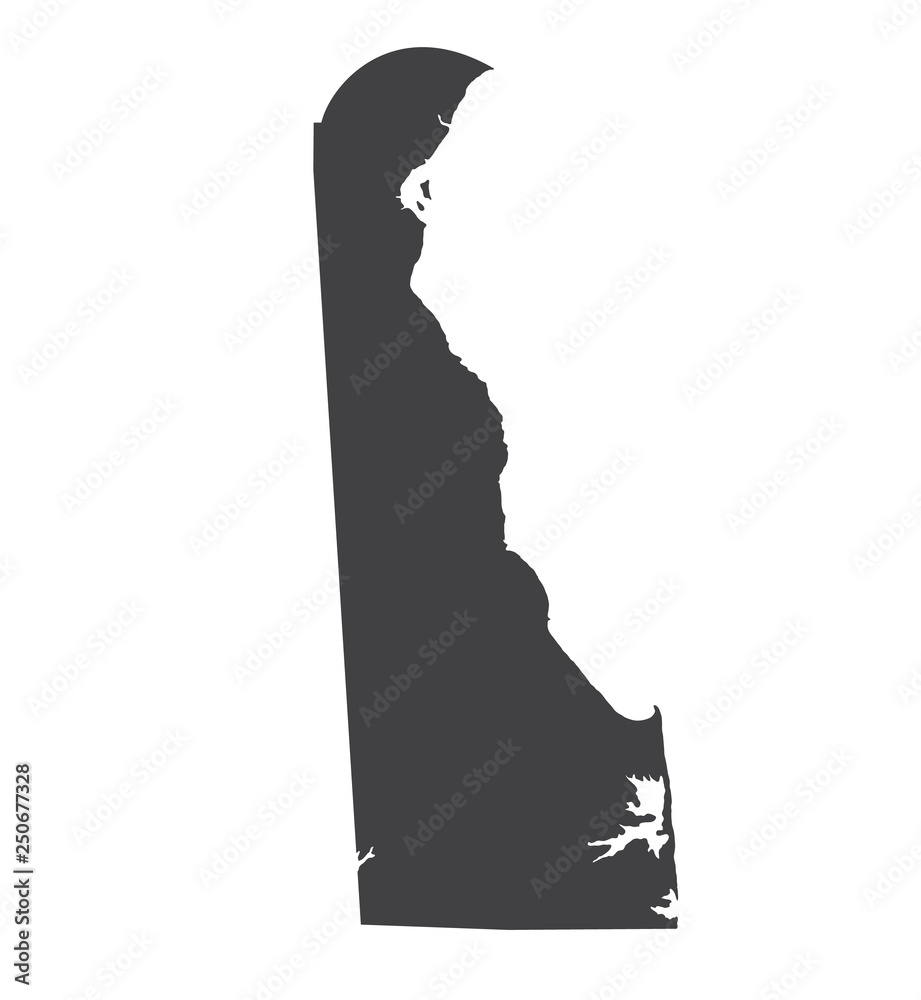 Vector Delaware Map silhouette. Isolated vector Illustration. Black on ...