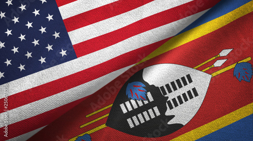 Tableau sur toile United States and Eswatini Swaziland two flags textile cloth