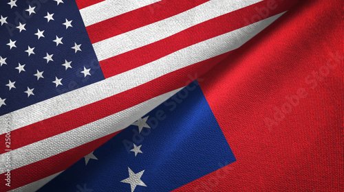 United States and Samoa two flags textile cloth, fabric texture