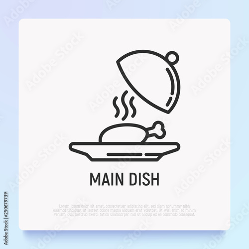 Main dish in restaurant thin line icon. Modern vector illustration.