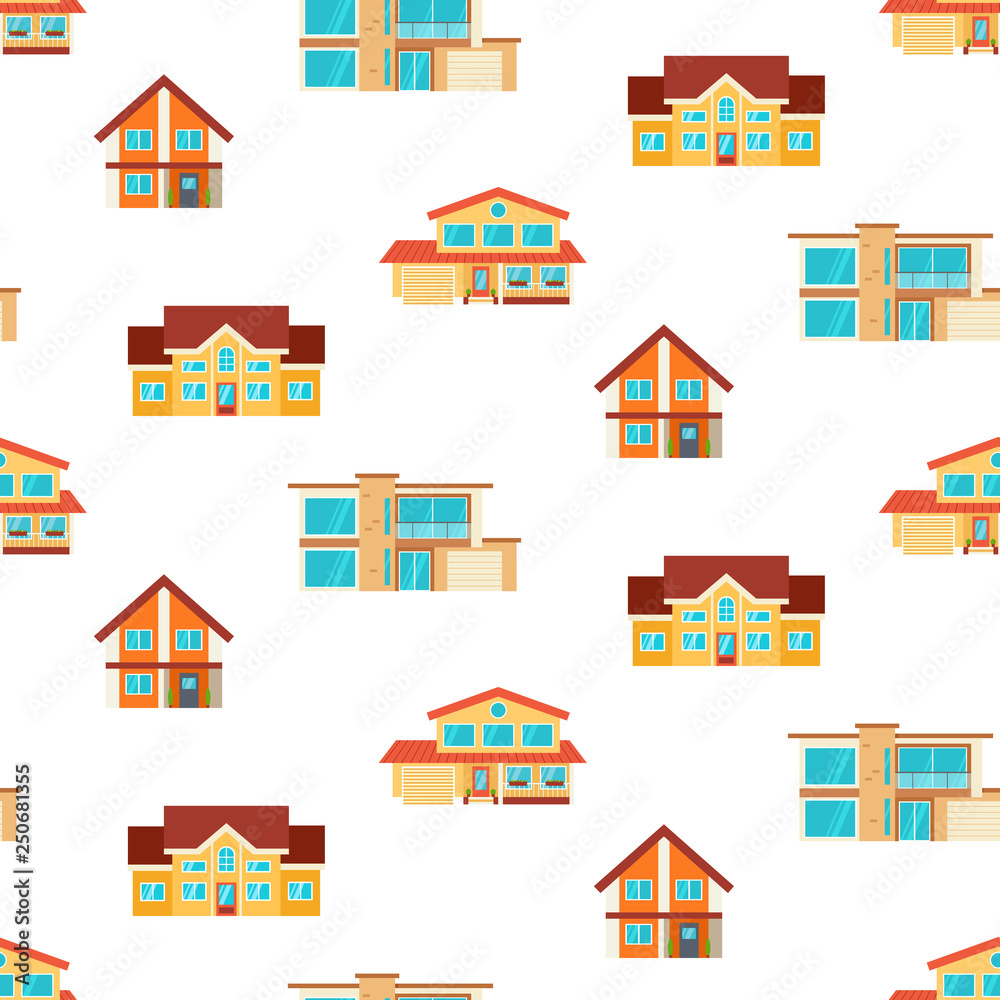 Houses seamless repeat pattern
