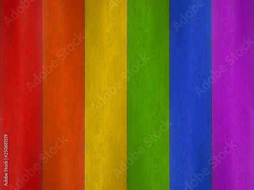 dark Rainbow color vertical wood panels wall background.