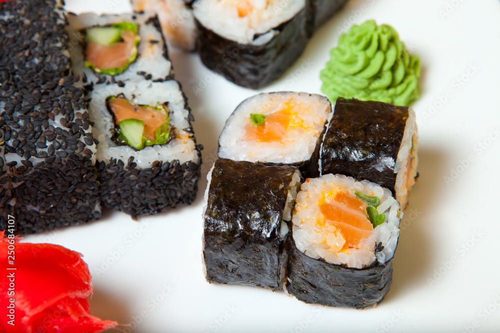 Set sushi rice from a Japanese restaurant Set sushi rice from a Japanese restaurant