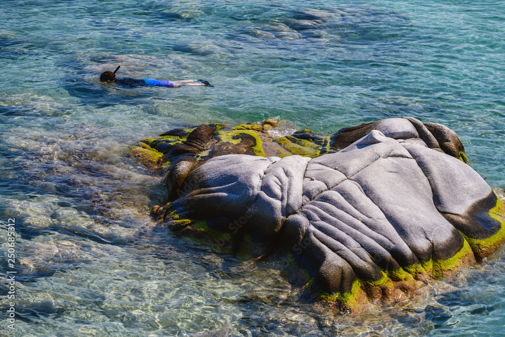 Fototapeta premium Famous Kolymbitres beach and big stones in Paros, Greece. Cyclades island