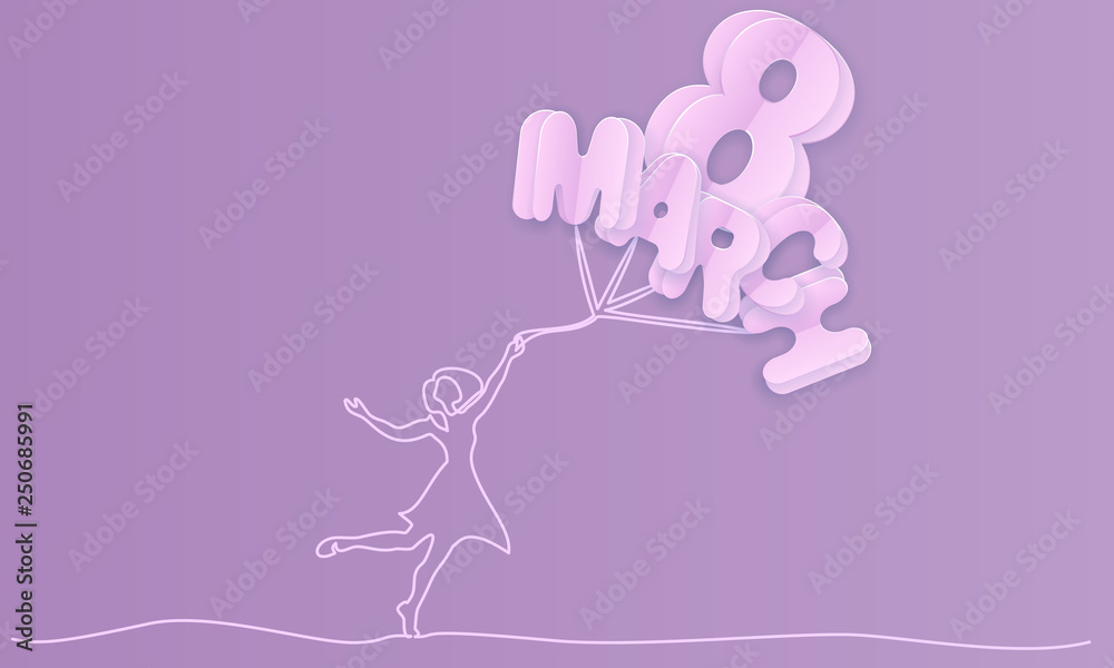 Happy 8 March womens day paper cut card Happy 8 March womens day paper cut card