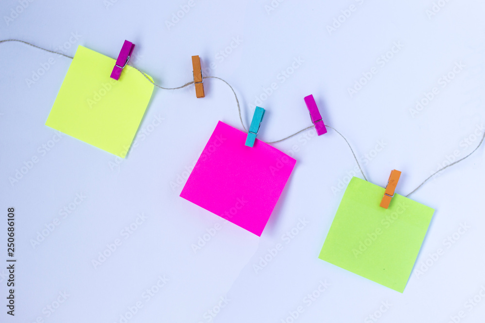 colorful sticky notes on a line colorful sticky notes on a line