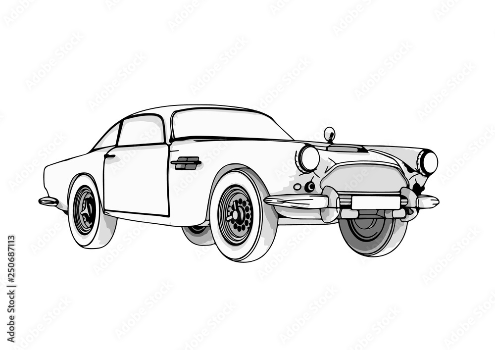 sketch retro car vector