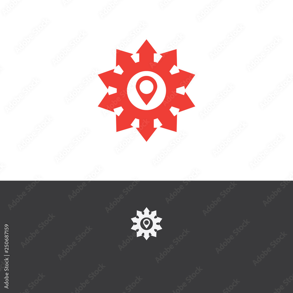 vector illustration logo design with arrow and location icon vector illustration logo design with arrow and location icon