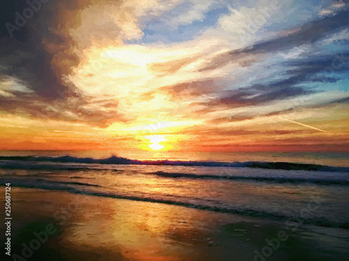Atlantic Ocean Sunrise in Myrtle Beach South Carolina Digital Art © Laura Ballard