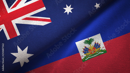 Australia and Haiti two flags textile cloth, fabric texture