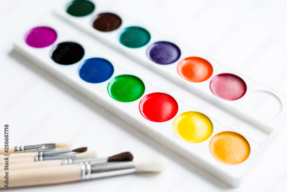 Watercolor paints with brushes Watercolor paints with brushes
