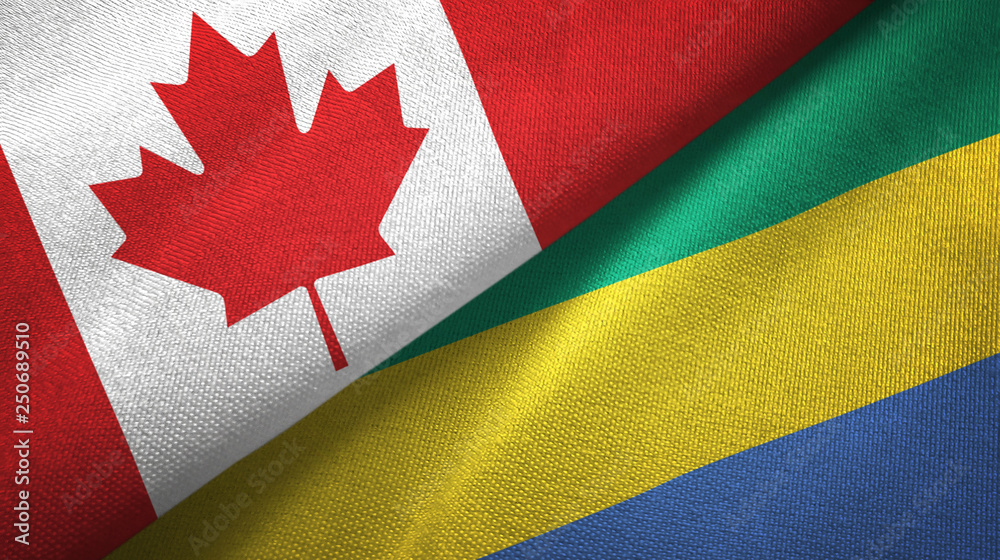 Canada and Gabon two flags textile cloth, fabric texture Canada and Gabon two flags textile cloth, fabric texture