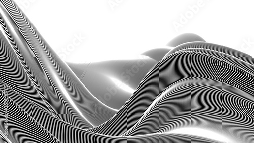 Vector 3d striped waves. Abstract composition, curve lines. Amazing three dimensional background for presentation, wallpaper, interior wall decor. Opical illusion. Vector without gradient