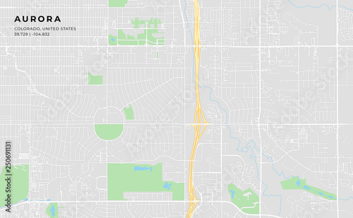 Printable street map of Aurora, Colorado