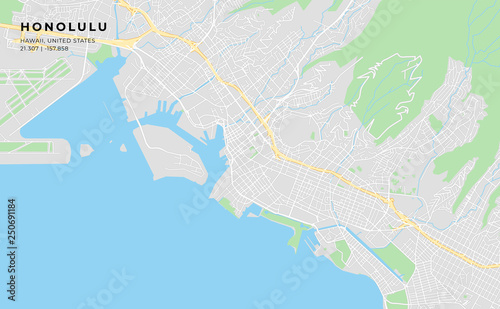 Printable street map of Honolulu, Hawaii