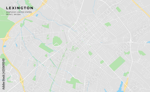 Printable street map of Lexington, Kentucky photo