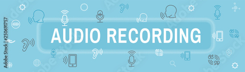 Audio Recording or Voice Command Icon with Sound Wave Images