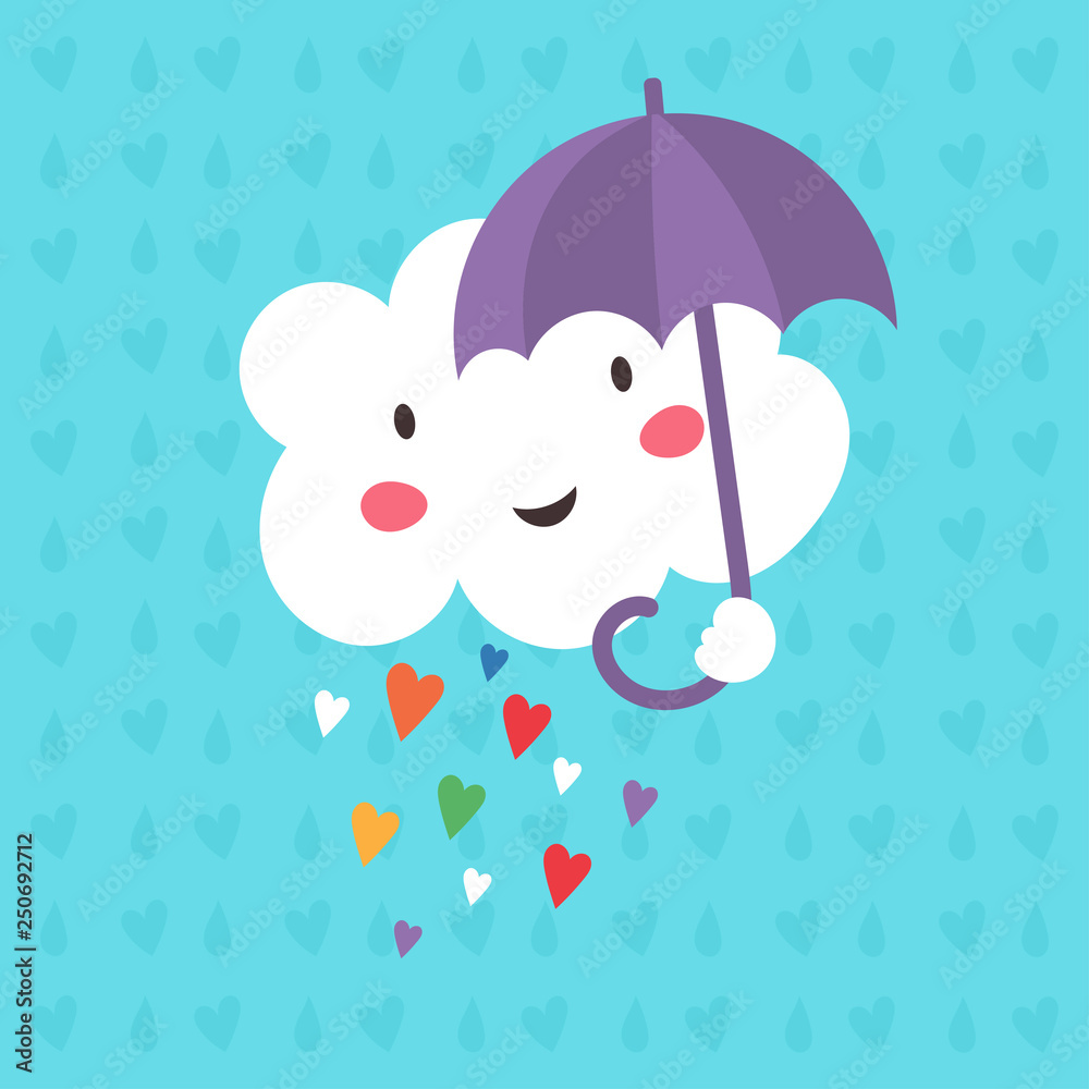 Funny kawaii cloud on the rainbow.Vector illustration Funny kawaii cloud on the rainbow.Vector illustration