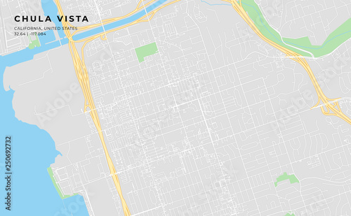 Printable street map of Chula Vista, California