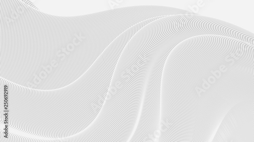 Vector 3d striped waves. Abstract composition, curve lines. Amazing three dimensional background for presentation, wallpaper, interior wall decor. Opical illusion. Vector without gradient